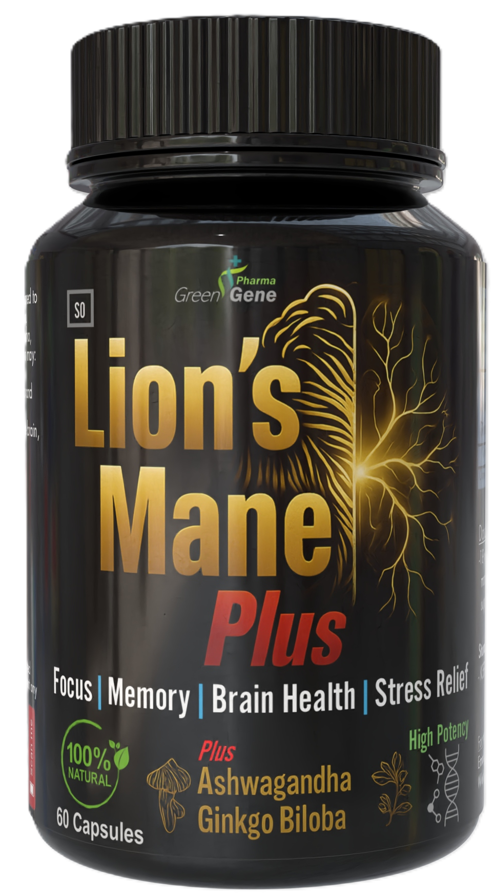 Lion's Mane Plus - Mental Clarity, Memory & Stress Relief (60 Capsules - One Month Supply)