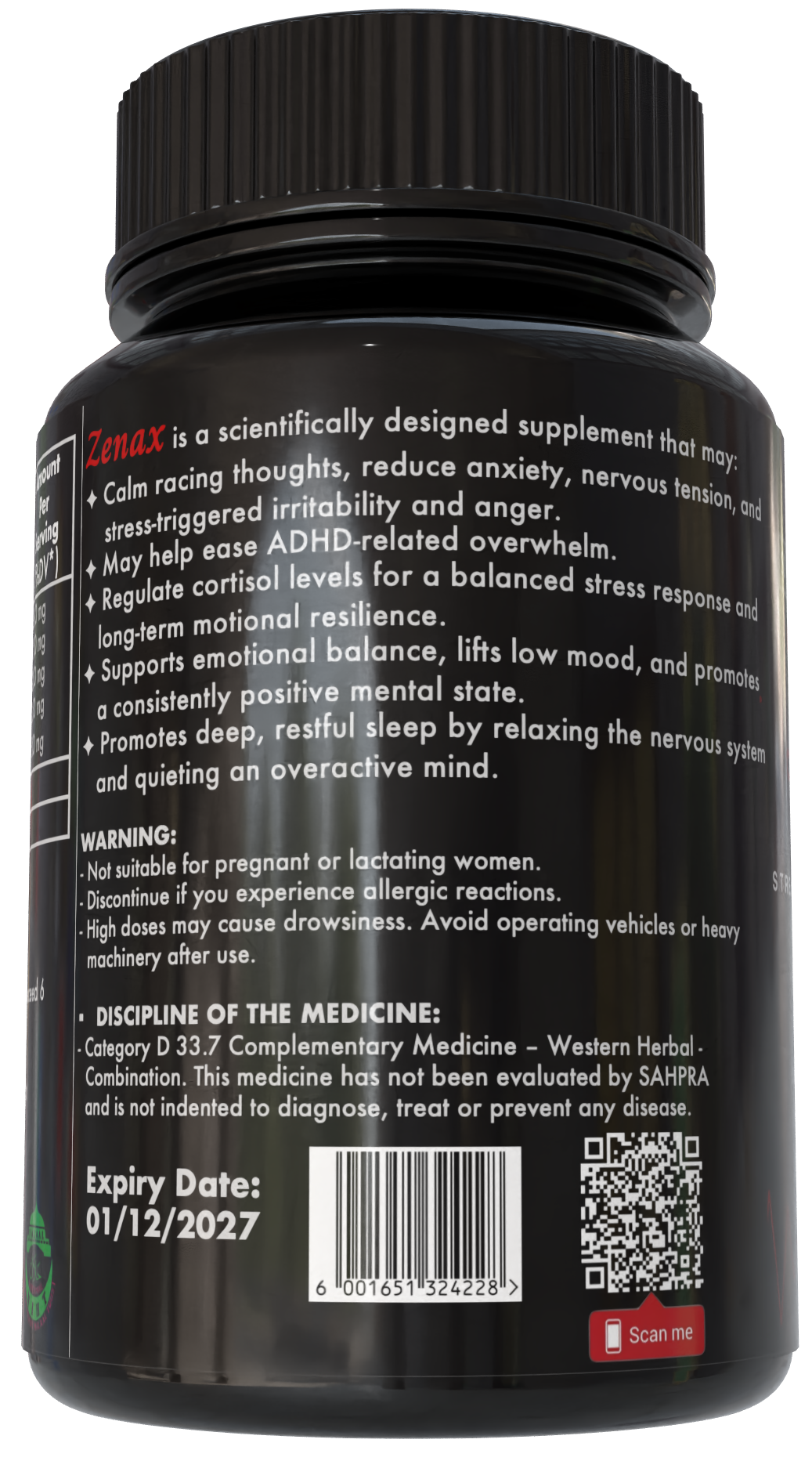 Zenax — Natural Mind & Stress Support Formula (60 Capsules - One Month Supply)