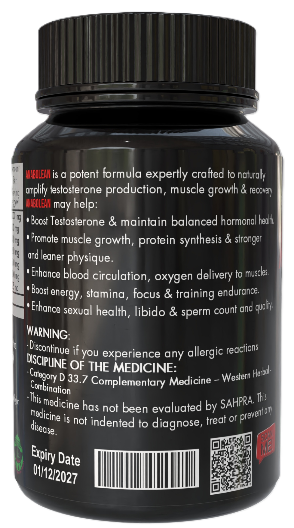 AnaboLean - Testosterone Booster & Anabolic Support (90 Capsules - One Month Supply)