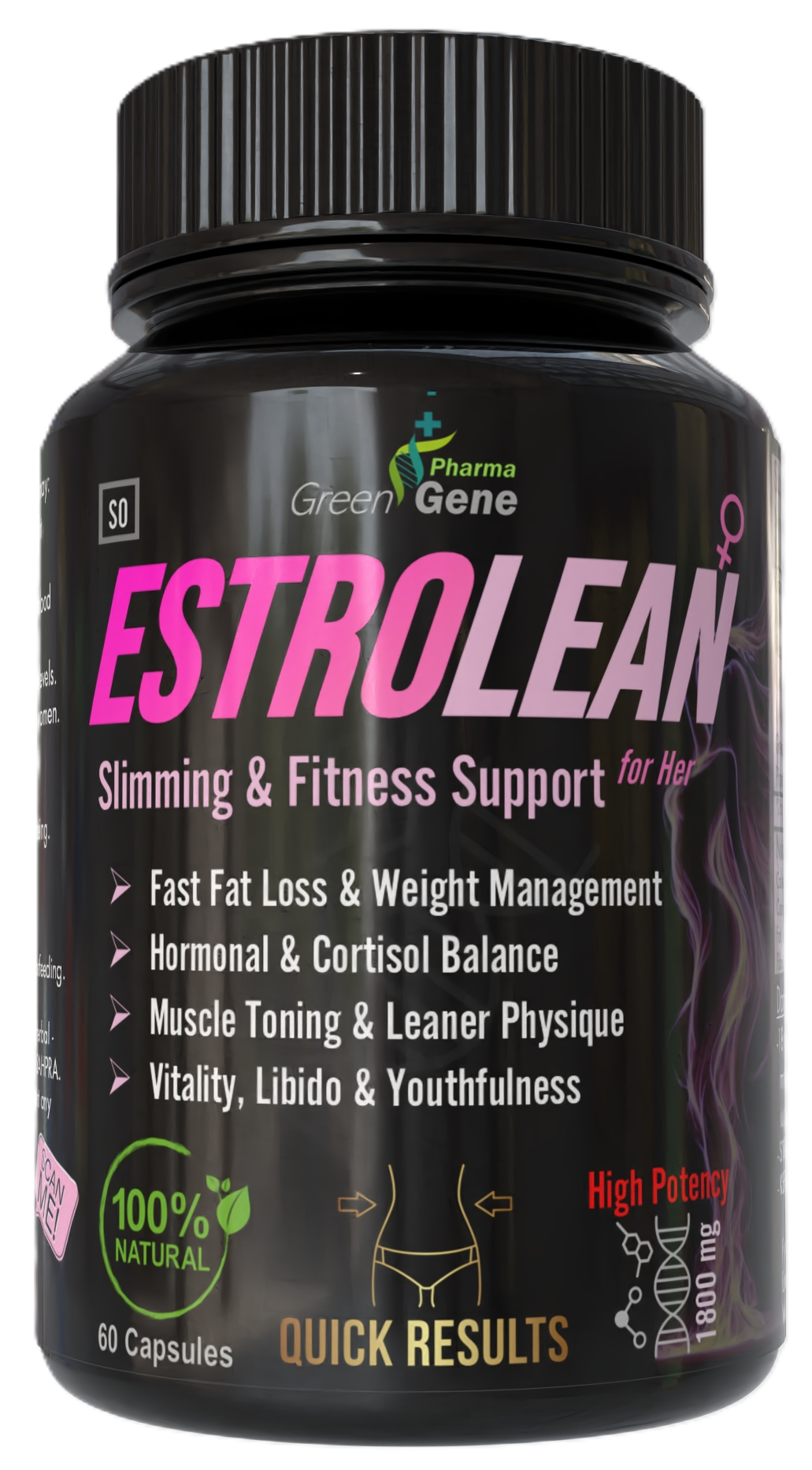 EstroLean - Fast Slimming & Fitness Support for Women (60 Capsules - One Month Supply)