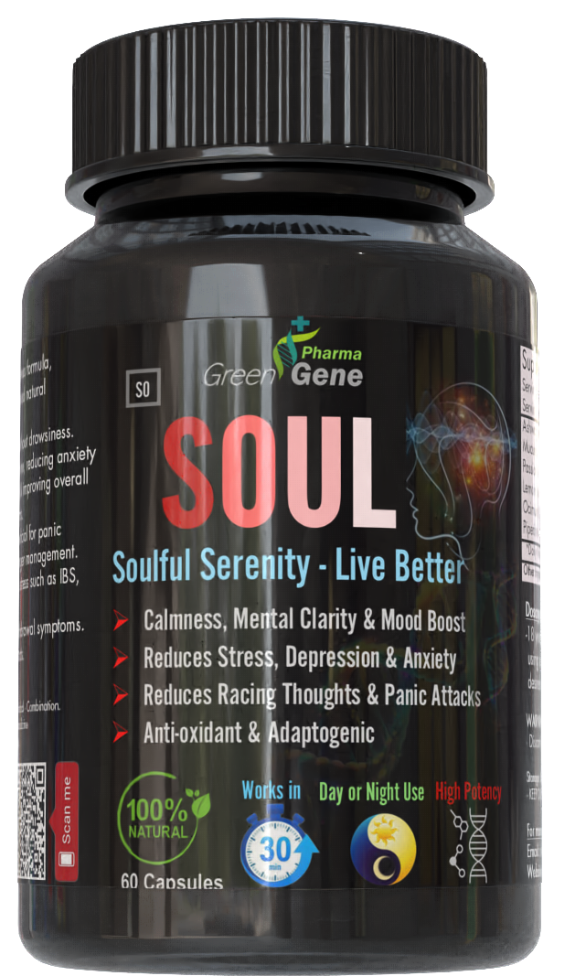 Soul - Natural Formula for Stress, Depression, Anxiety & Emotional Balance (60 Capsules - One Month Supply)