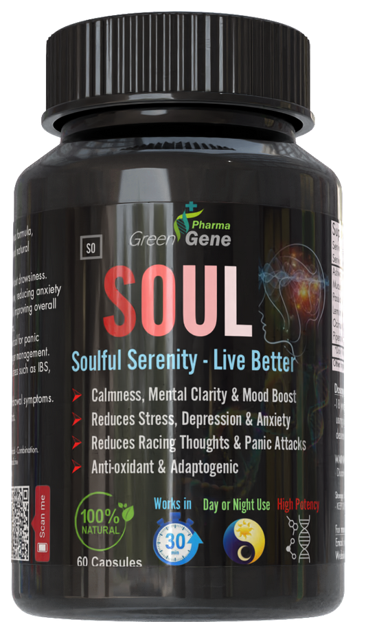 Soul - Natural Formula for Stress, Depression, Anxiety & Emotional Balance (60 Capsules - One Month Supply)