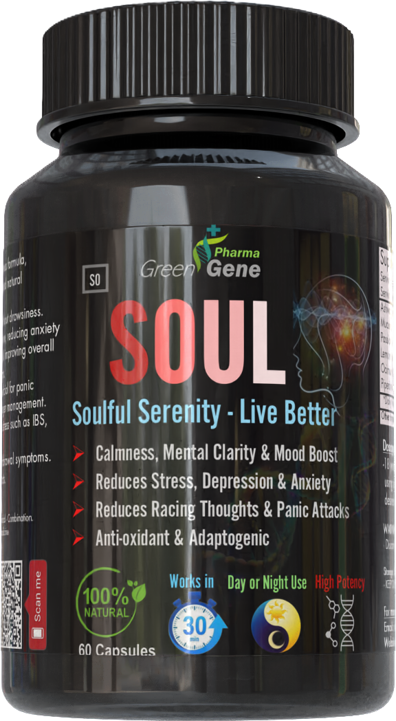 Soul - Natural Formula for Stress, Depression, Anxiety & Emotional Balance (60 Capsules - One Month Supply)
